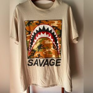 2Monkeys XL Mens T-Shirt Savage‎ Camo Shark Teeth